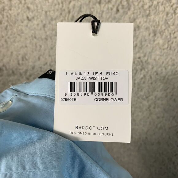 BARDOT NWT‎ Blue Jada Twist Crop Top Strapless Women’s Size Large Shirt Blouse - Picture 4 of 6